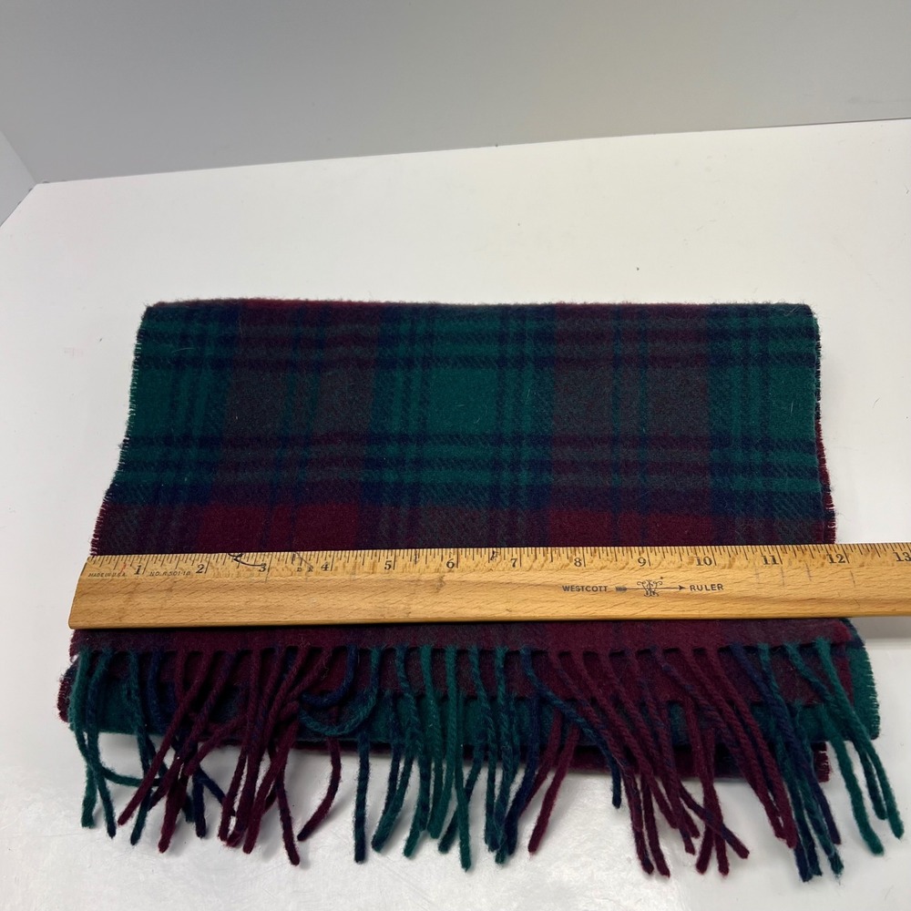 L.L. Bean Scarf John Hadley Lindsay Tartan Plaid 100% Lambswool Made Ireland VTG - Picture 3 of 4